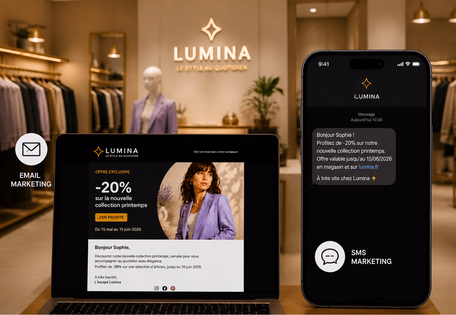 Campagne marketing SMS et emailing pilotée depuis Sliderz