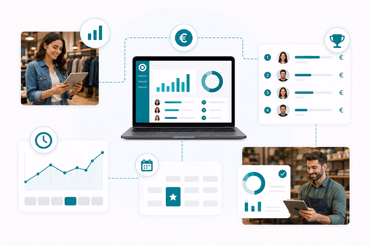 Suivi de la performance des vendeurs et classement de l'équipe dans le back-office Sliderz