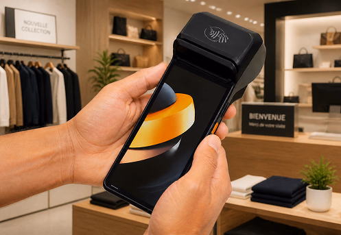 TPE intégré dans la tablette SUNMI Sliderz tenue en main